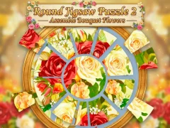 Round jigsaw Puzzle 2 - Assemble Bouquet flowers — δωρεάν online παιχνίδι