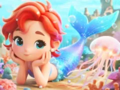 Jigsaw Puzzle: Chibi Mermaid Marshmallow Jellyfish — δωρεάν online παιχνίδι