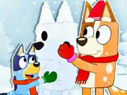 Jigsaw Puzzle: Bluey Christmas Snowman — δωρεάν online παιχνίδι