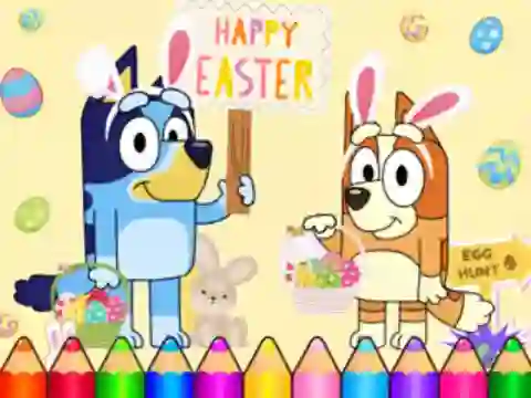 Coloring Book: Bluey Happy Easter — δωρεάν online παιχνίδι