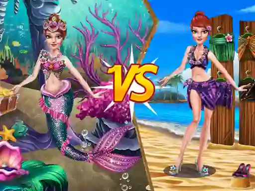 Mermaid vs Princess Outfit — δωρεάν online παιχνίδι