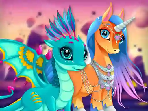 Cute Unicorns And Dragons Puzzle — δωρεάν online παιχνίδι