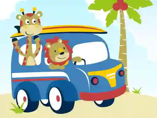 Cute animals with cars difference — δωρεάν online παιχνίδι