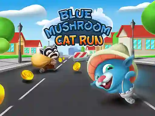Blue Mushroom Cat Run — δωρεάν online παιχνίδι