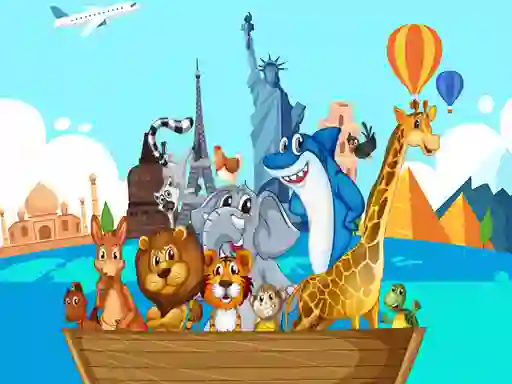 Crazy Friends Travel The World Puzzle — δωρεάν online παιχνίδι