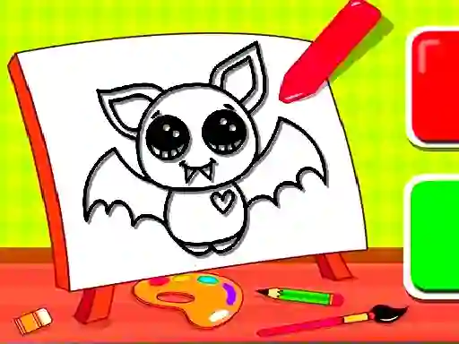 Easy Kids Coloring Bat — δωρεάν online παιχνίδι