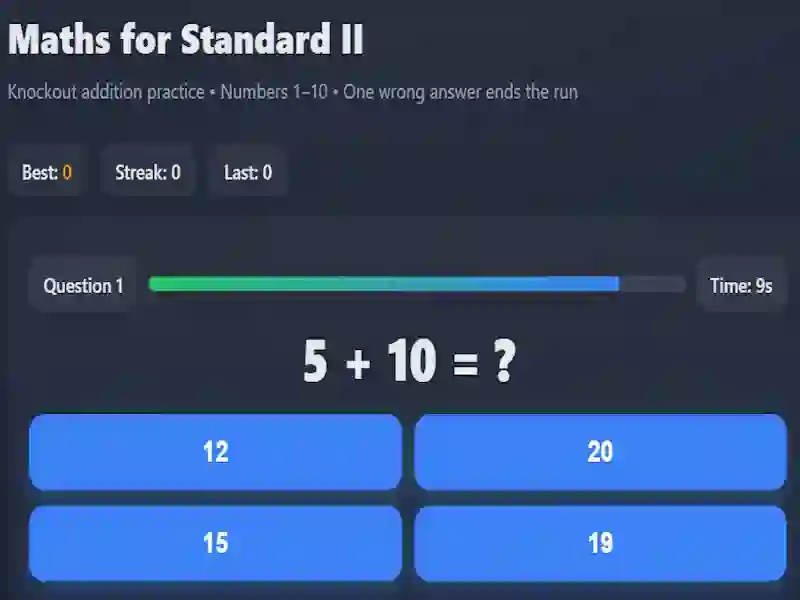 Maths for Standard II — δωρεάν online παιχνίδι