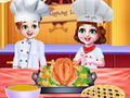 Παιχνίδι Chef Twins Μαγείρεμα δείπνου των Ευχαριστιών  σε απευθείας σύνδεση
