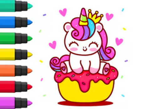 Παιχνίδι Βιβλίο ζωγραφικής: Unicorn Cupcake  σε απευθείας σύνδεση